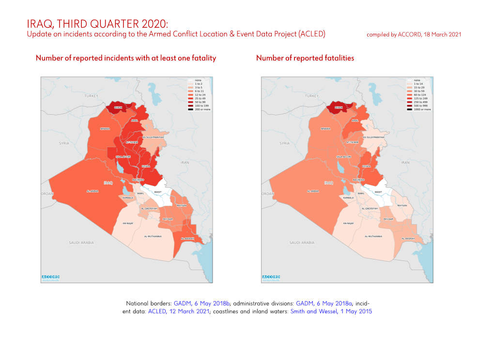 IRAQ, THIRD QUARTER 2020: Update on Incidents According to the Armed Conflict Location & Event Data Project (ACLED) Compiled by ACCORD, 18 March 2021