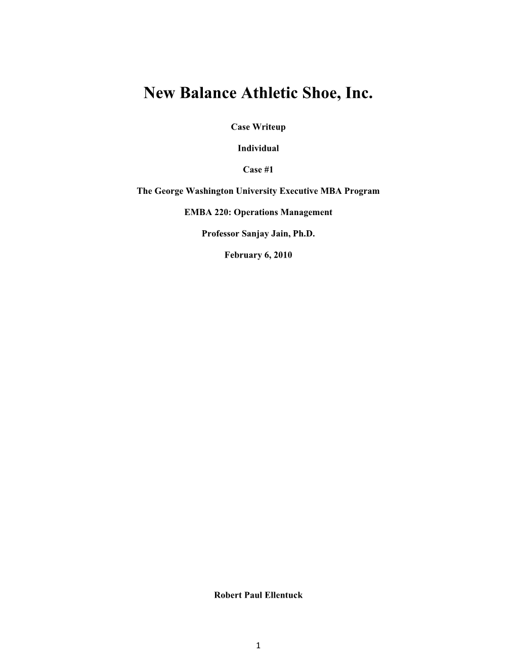 New Balance Athletic Shoe, Inc