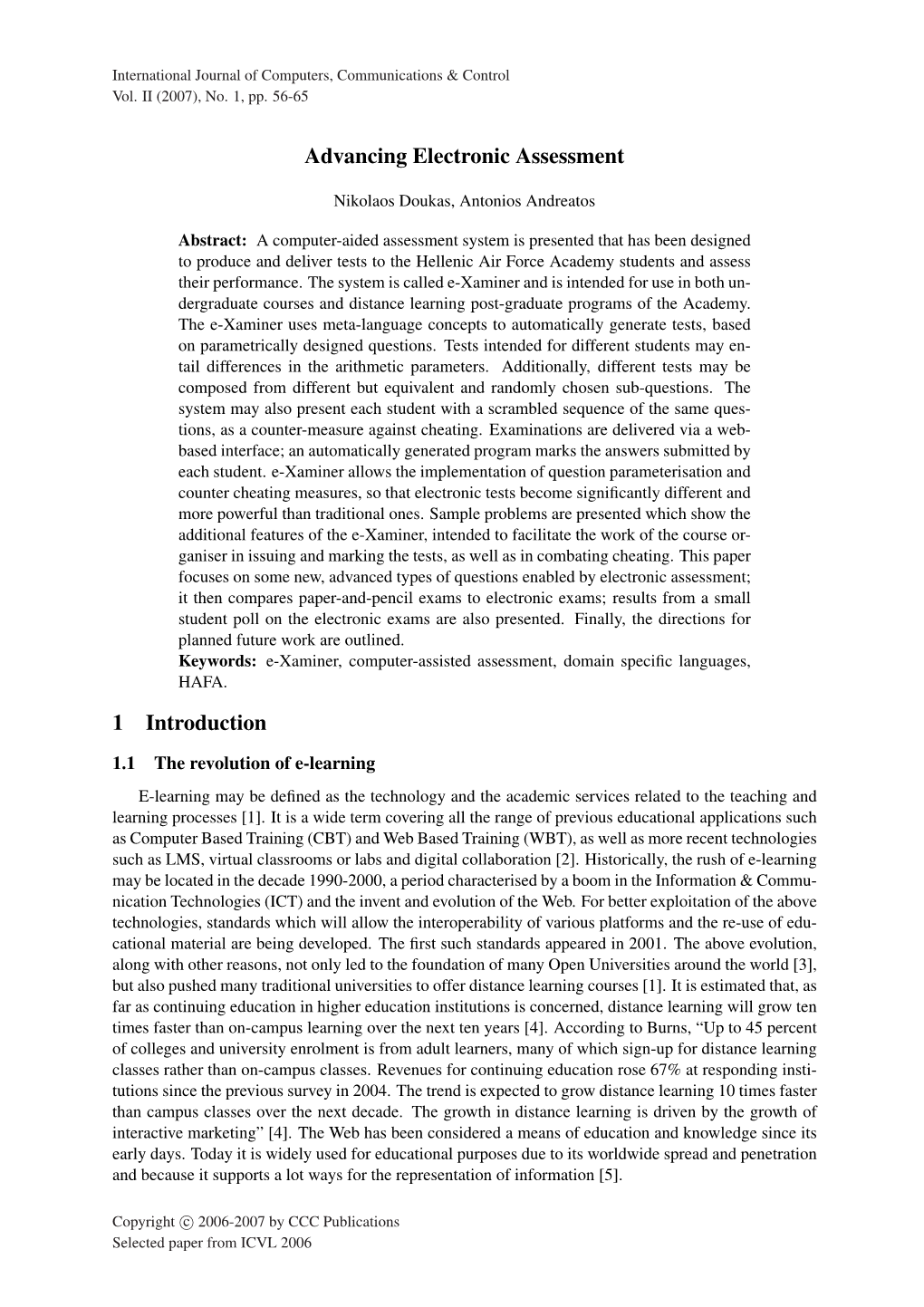 Advancing Electronic Assessment 1 Introduction