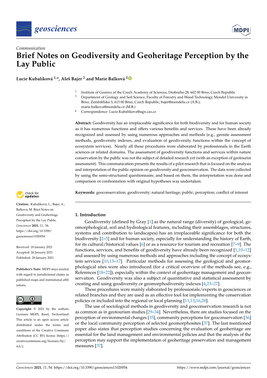 Brief Notes on Geodiversity and Geoheritage Perception by the Lay Public