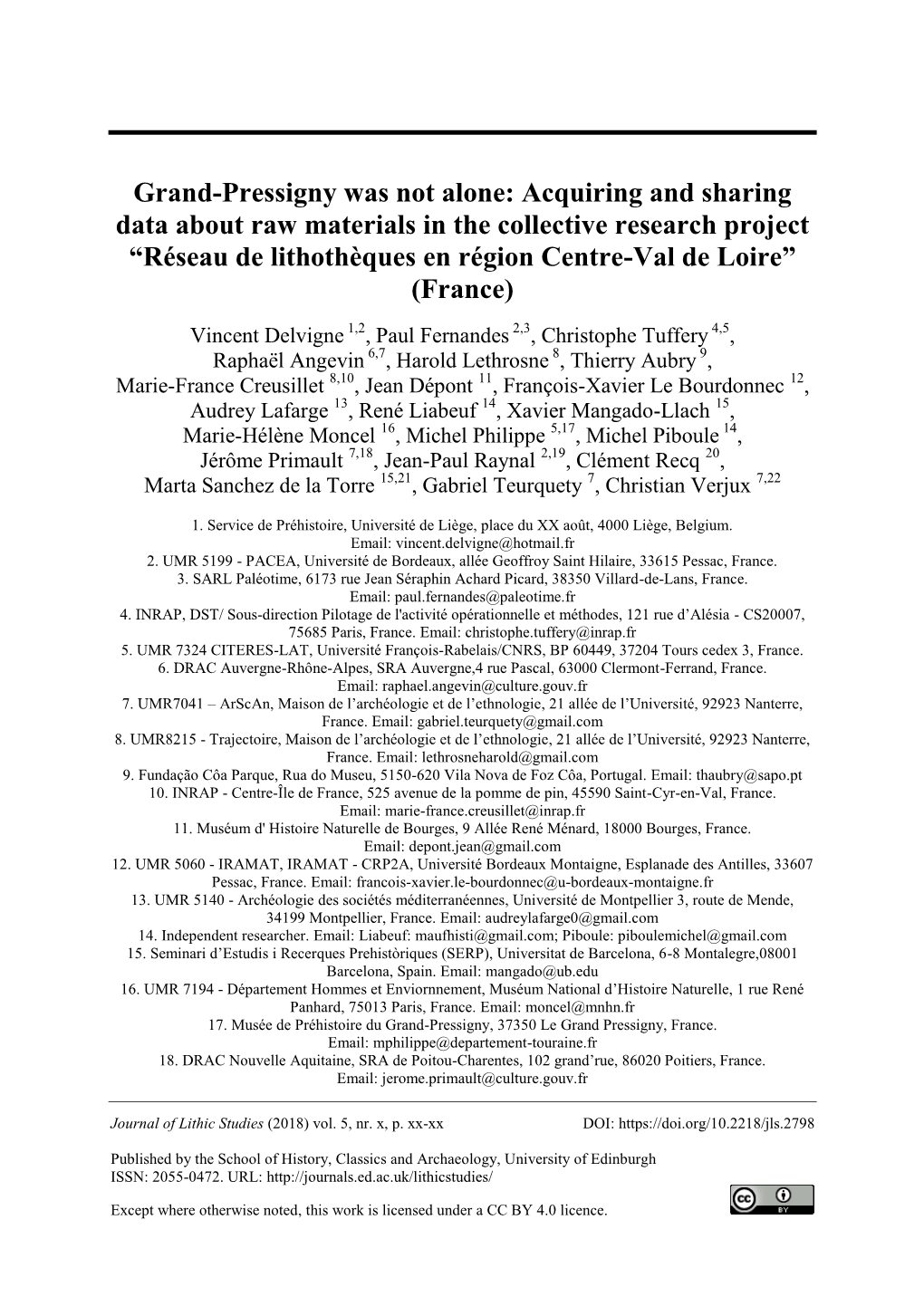 Grand-Pressigny Was Not Alone: Acquiring and Sharing Data About Raw Materials in the Collective Research Project “Réseau De L