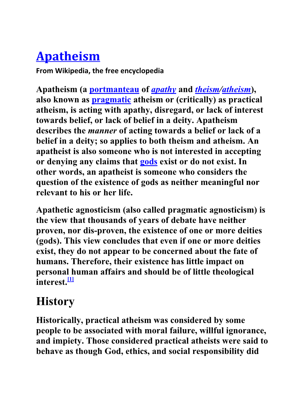 Apatheism from Wikipedia, the Free Encyclopedia