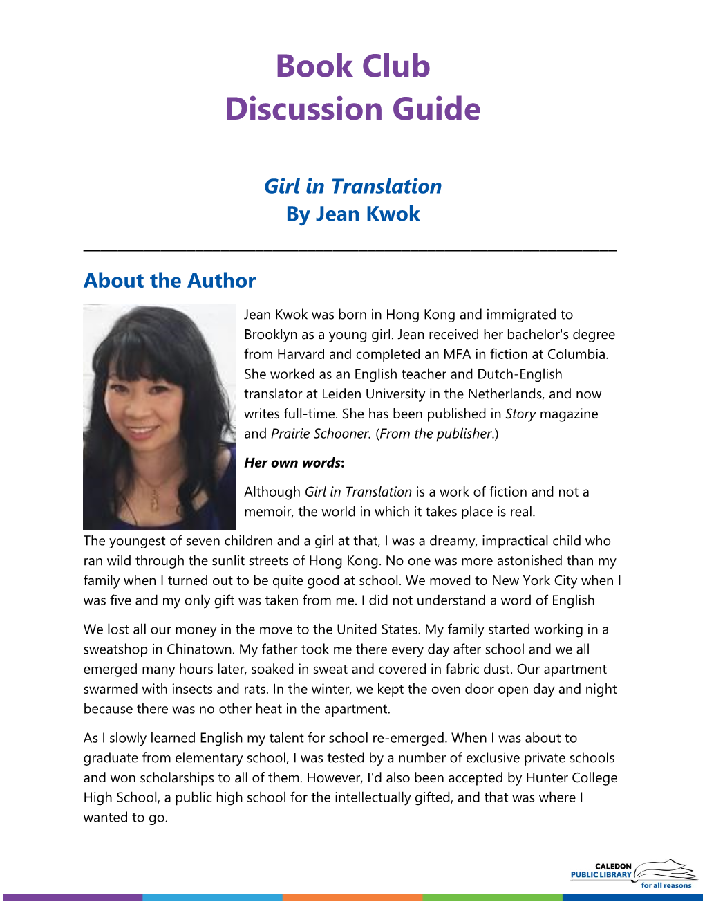 Girl in Translation by Jean Kwok ______About the Author