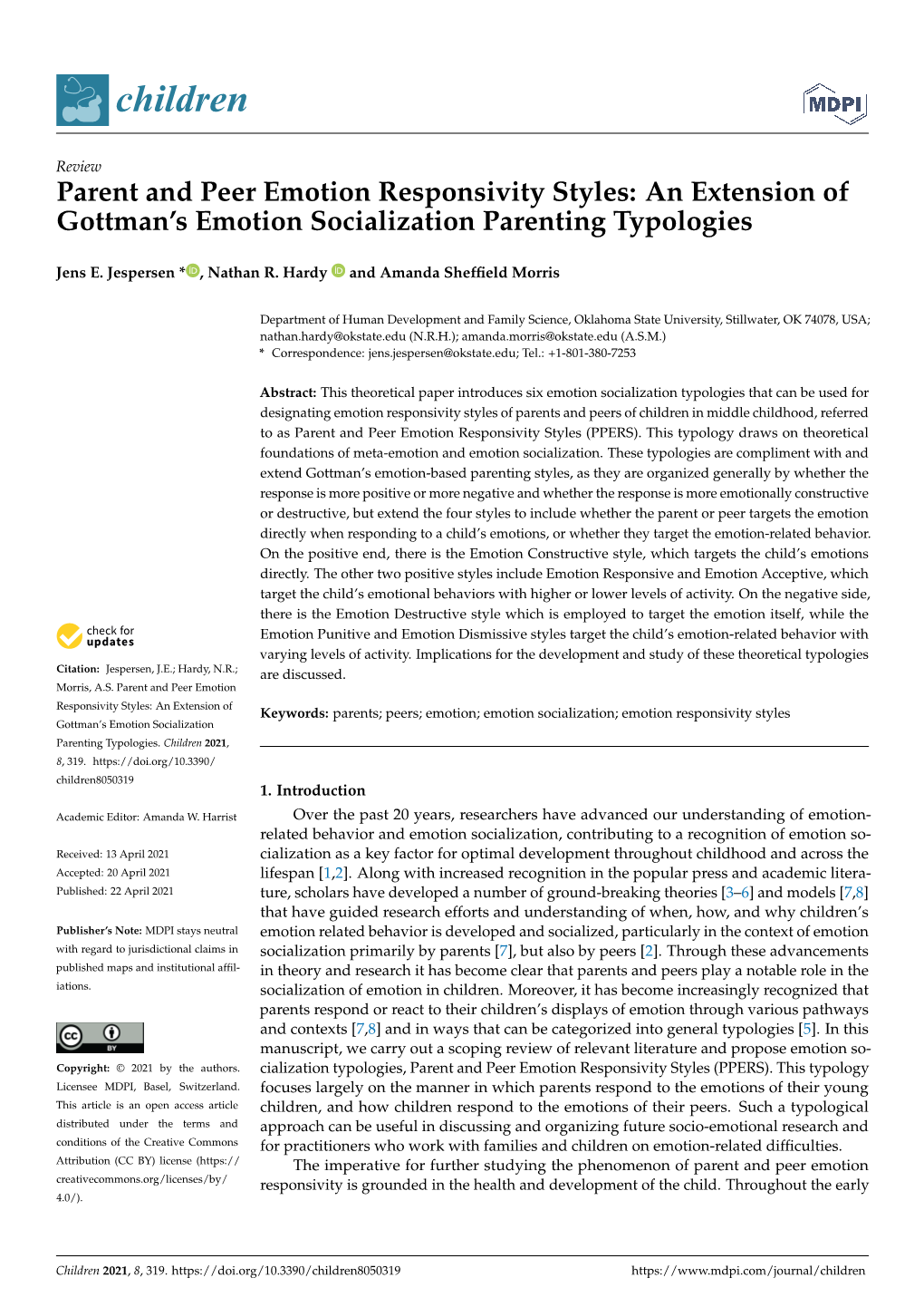 An Extension of Gottman's Emotion Socialization Parenting