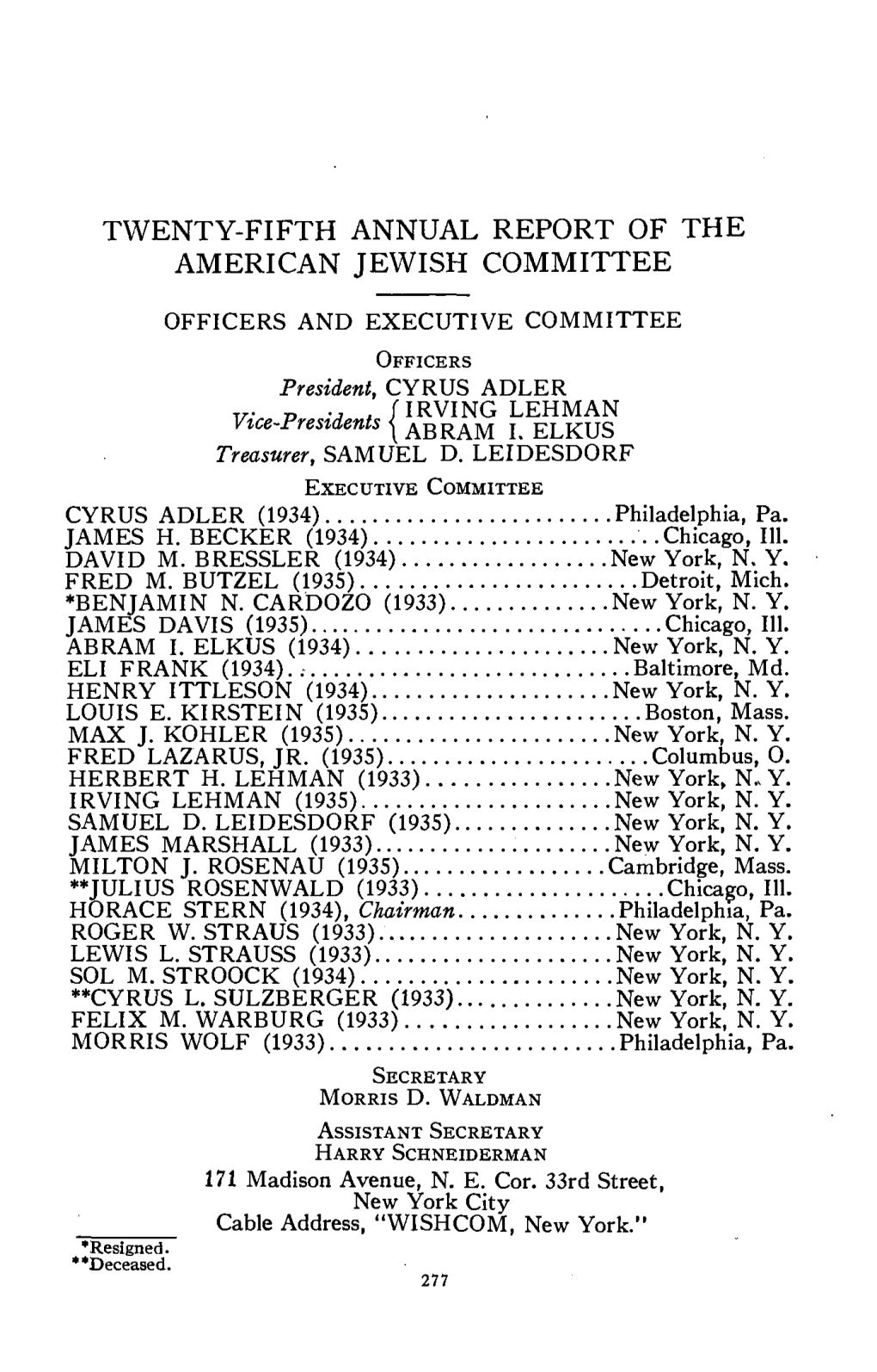 Annual Report of the American Jewish Committee