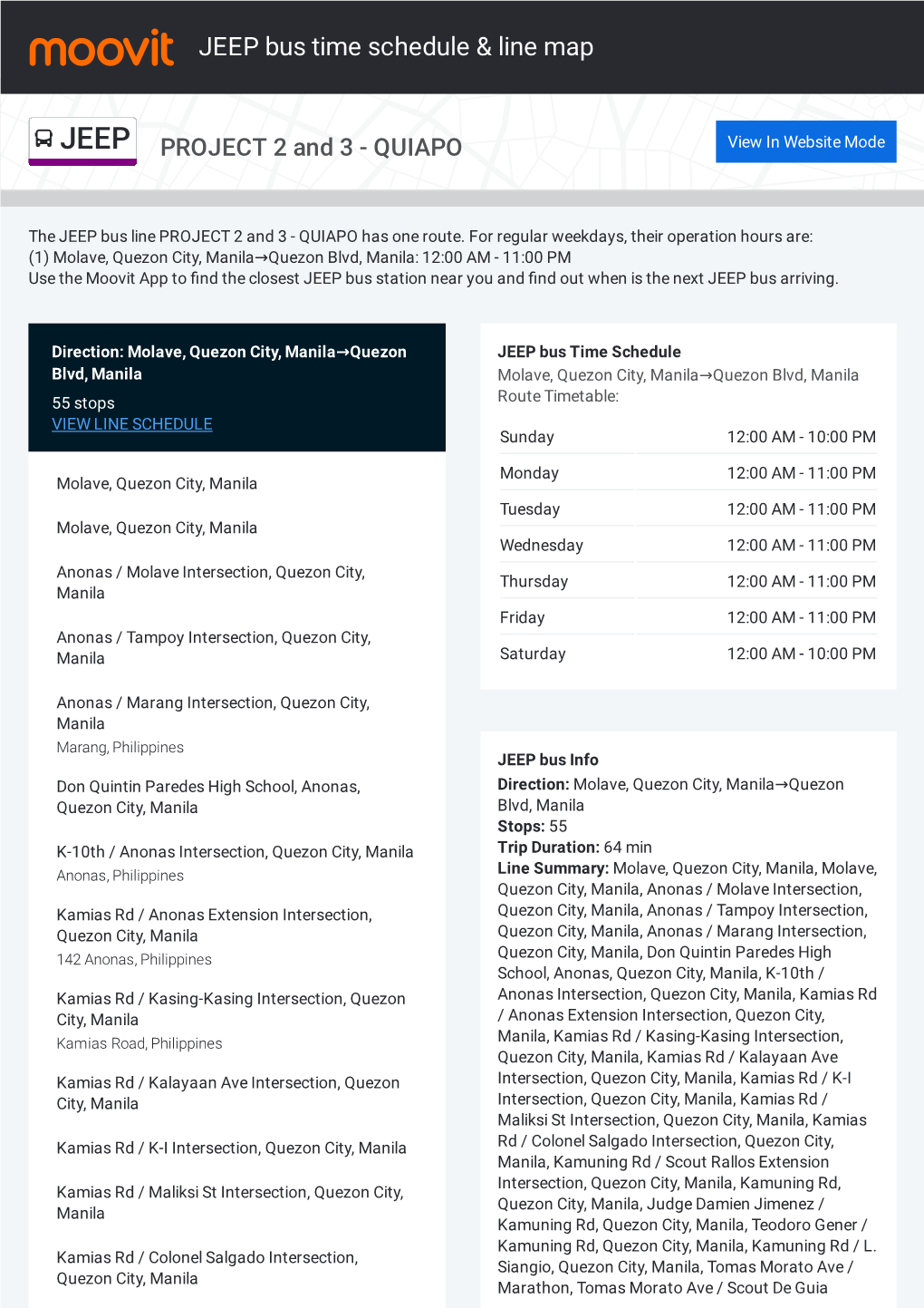 JEEP Bus Time Schedule & Line Route