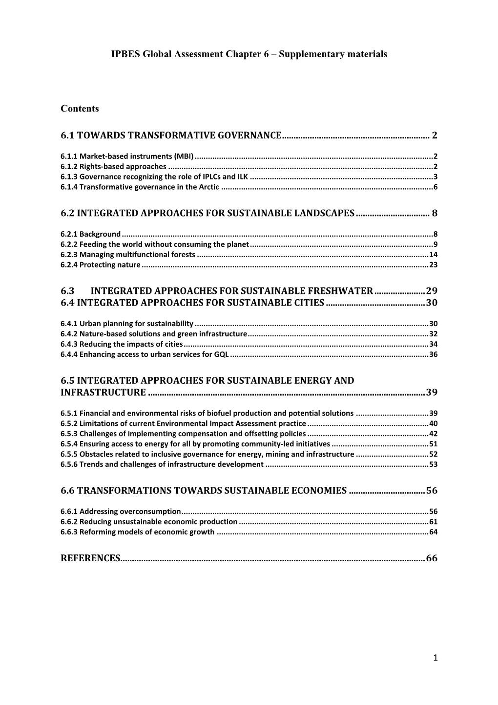 1 IPBES Global Assessment Chapter 6 – Supplementary Materials