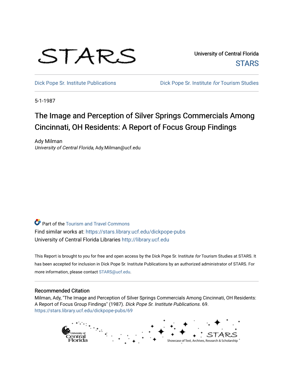 The Image and Perception of Silver Springs Commercials Among Cincinnati, OH Residents: a Report of Focus Group Findings