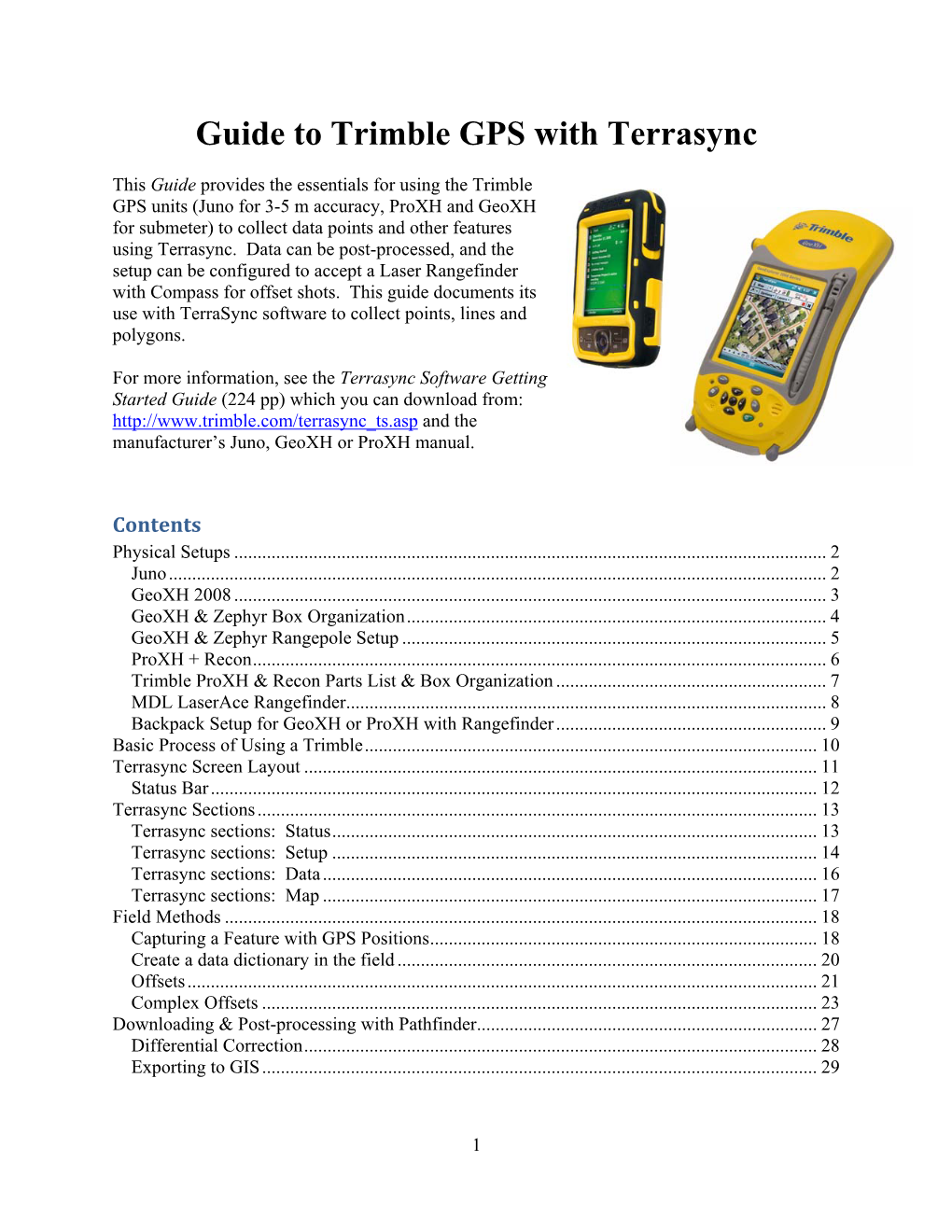 Guide to Trimble GPS with Terrasync