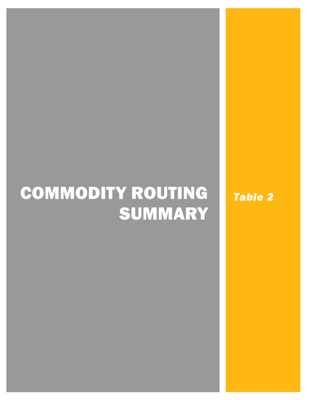 Commodity Routing Summary Legend