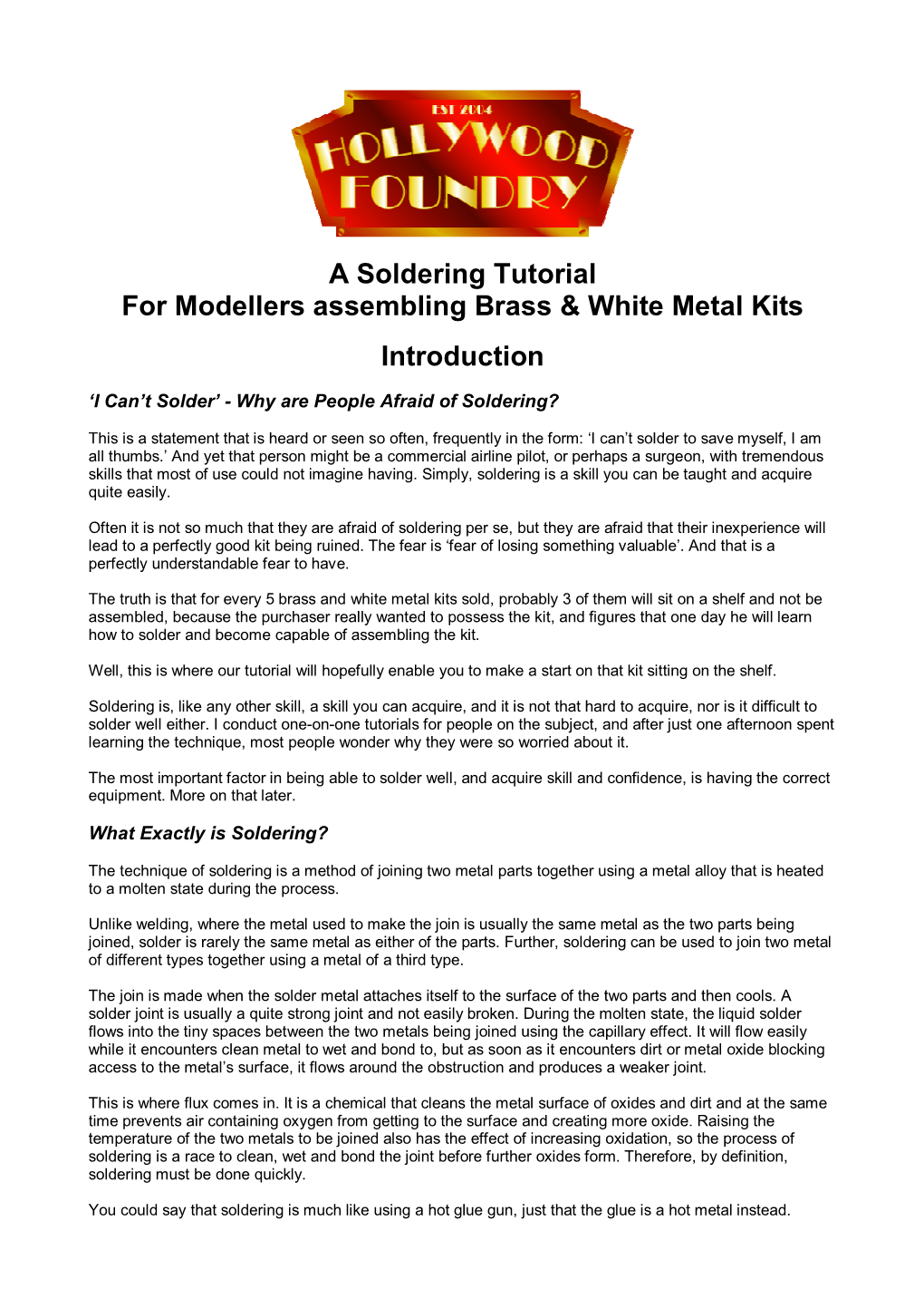 A Soldering Tutorial for Modellers Assembling Brass & White Metal