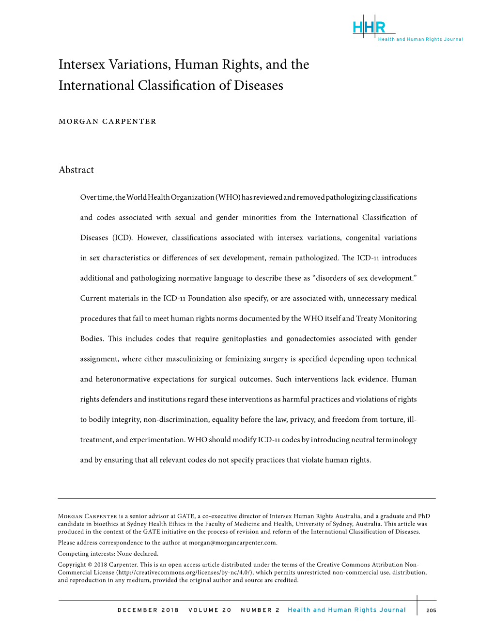 Intersex Variations, Human Rights, and the International Classification