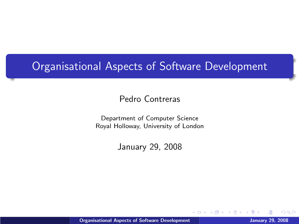 Organisational Aspects of Software Development