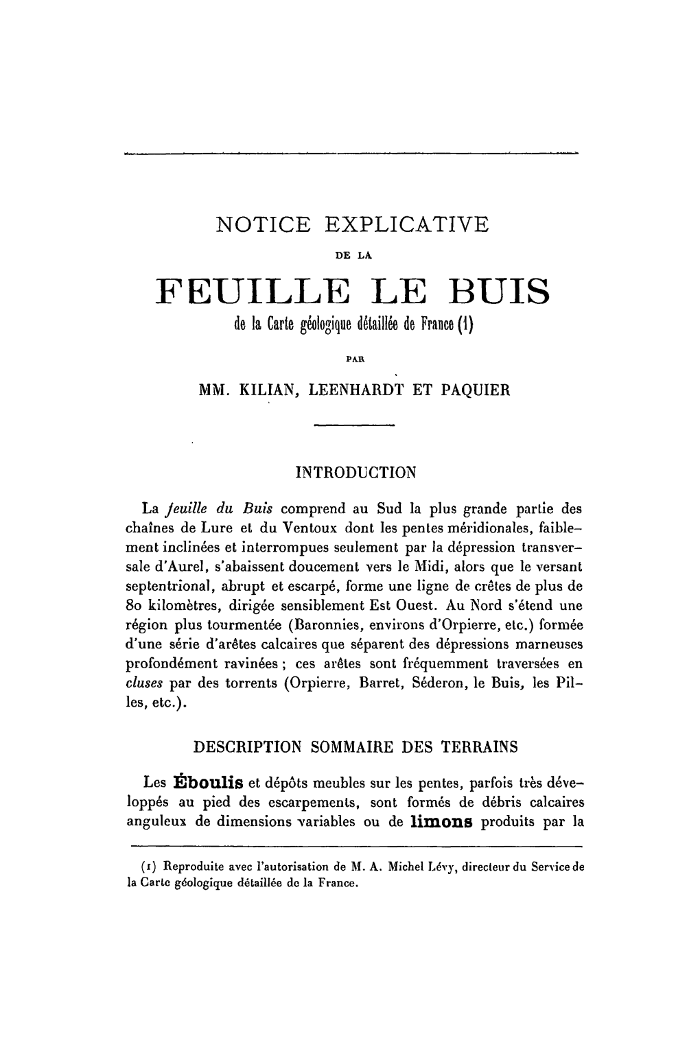 FEUILLE LE BUIS De La Carte Géologique Détaillée De France (1)