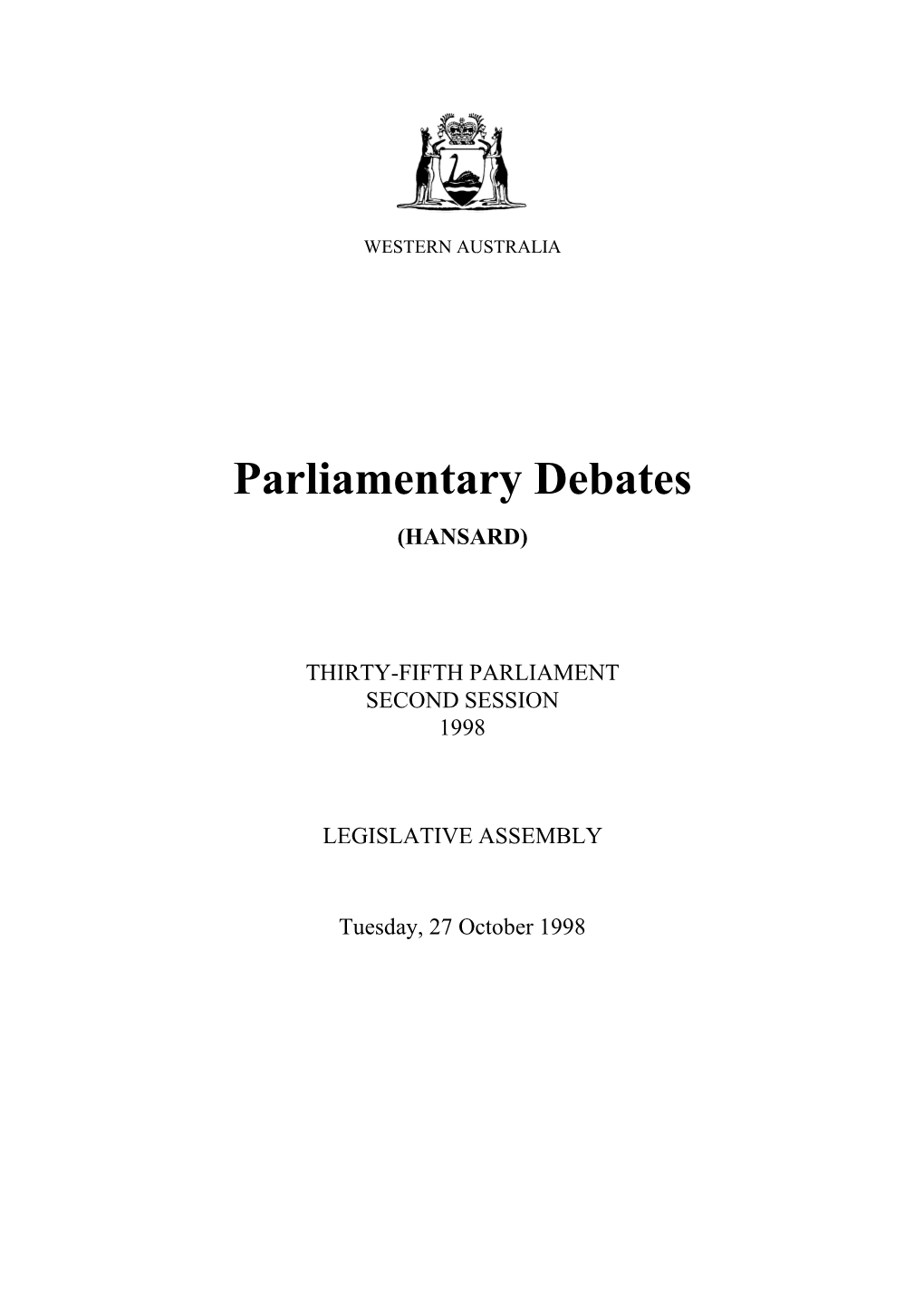 Assembly Tuesday, 27 October 1998
