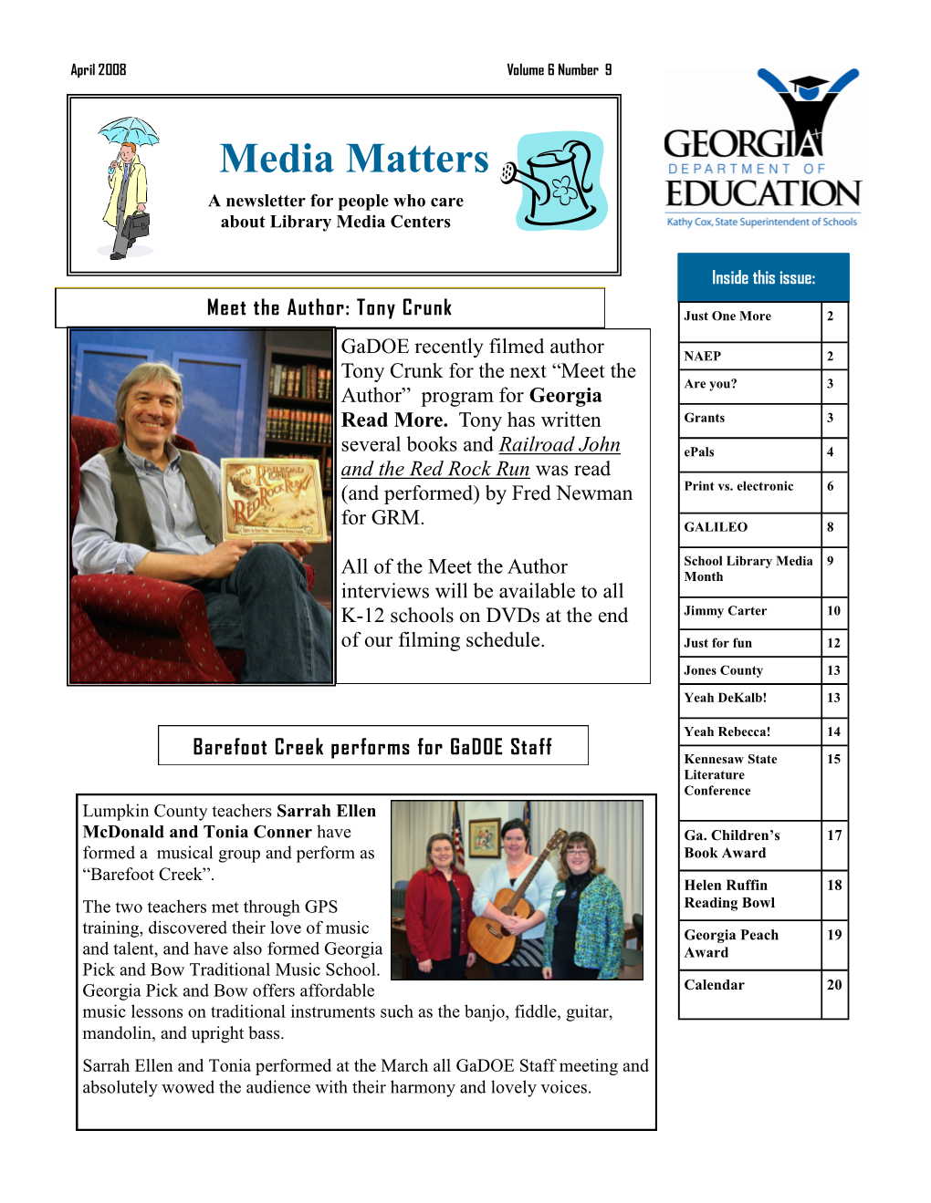 Media Matters a Newsletter for People Who Care About Library Media Centers