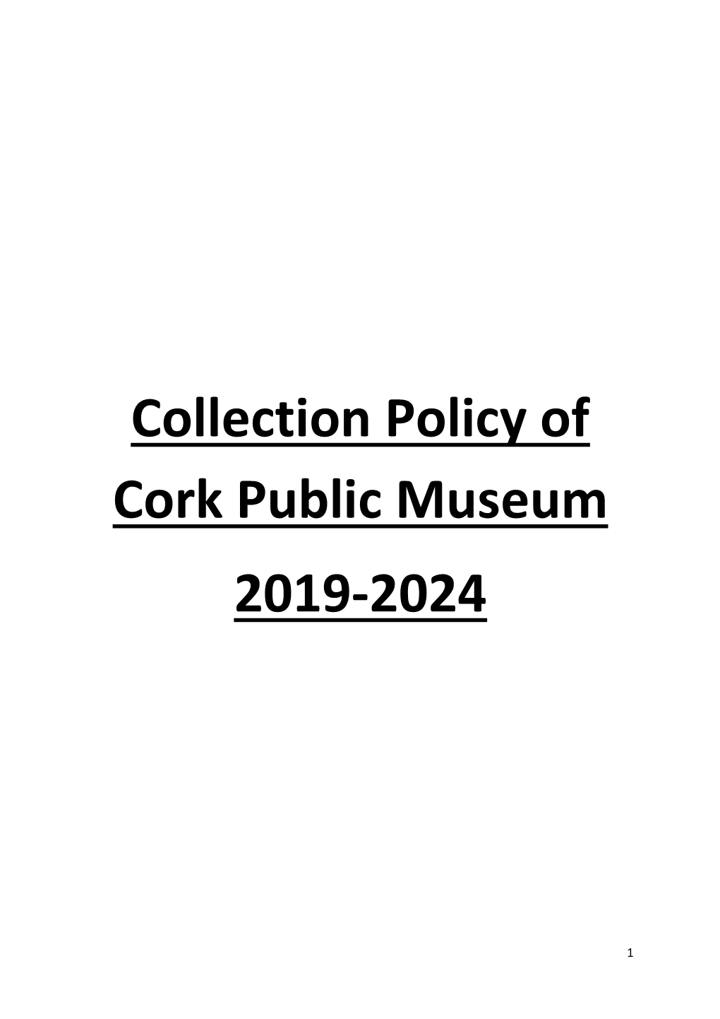 Collection Policy of Cork Public Museum 2019-2024