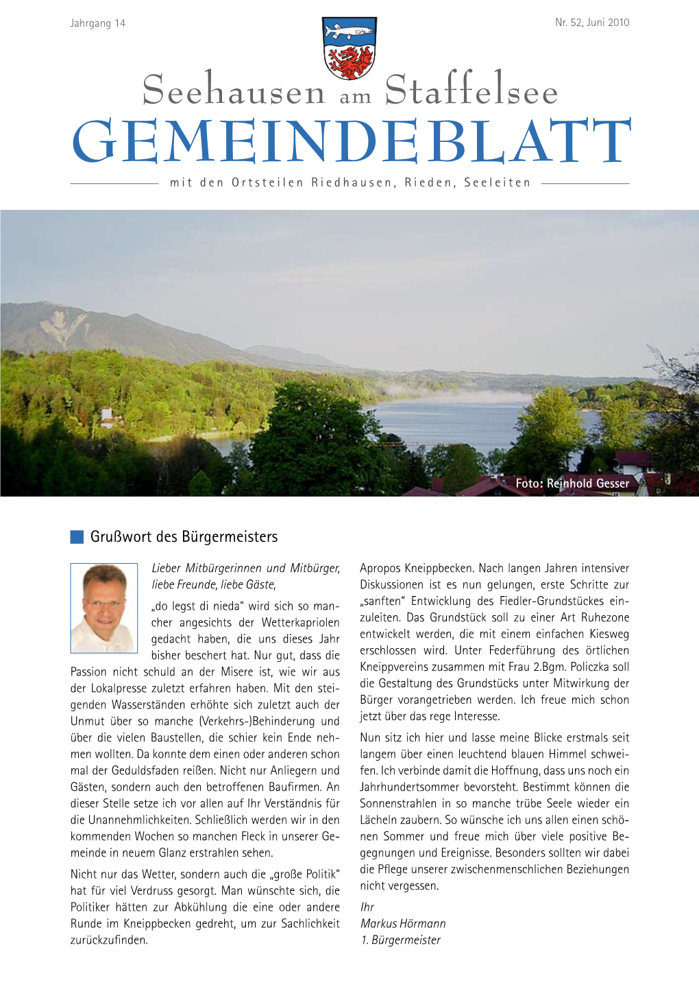 Gemeindeblatt Mit Den Ortsteilen Riedhausen, Rieden, Seeleiten