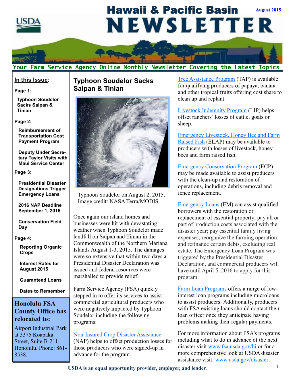 Hawaii & Pacific Basin August 2015