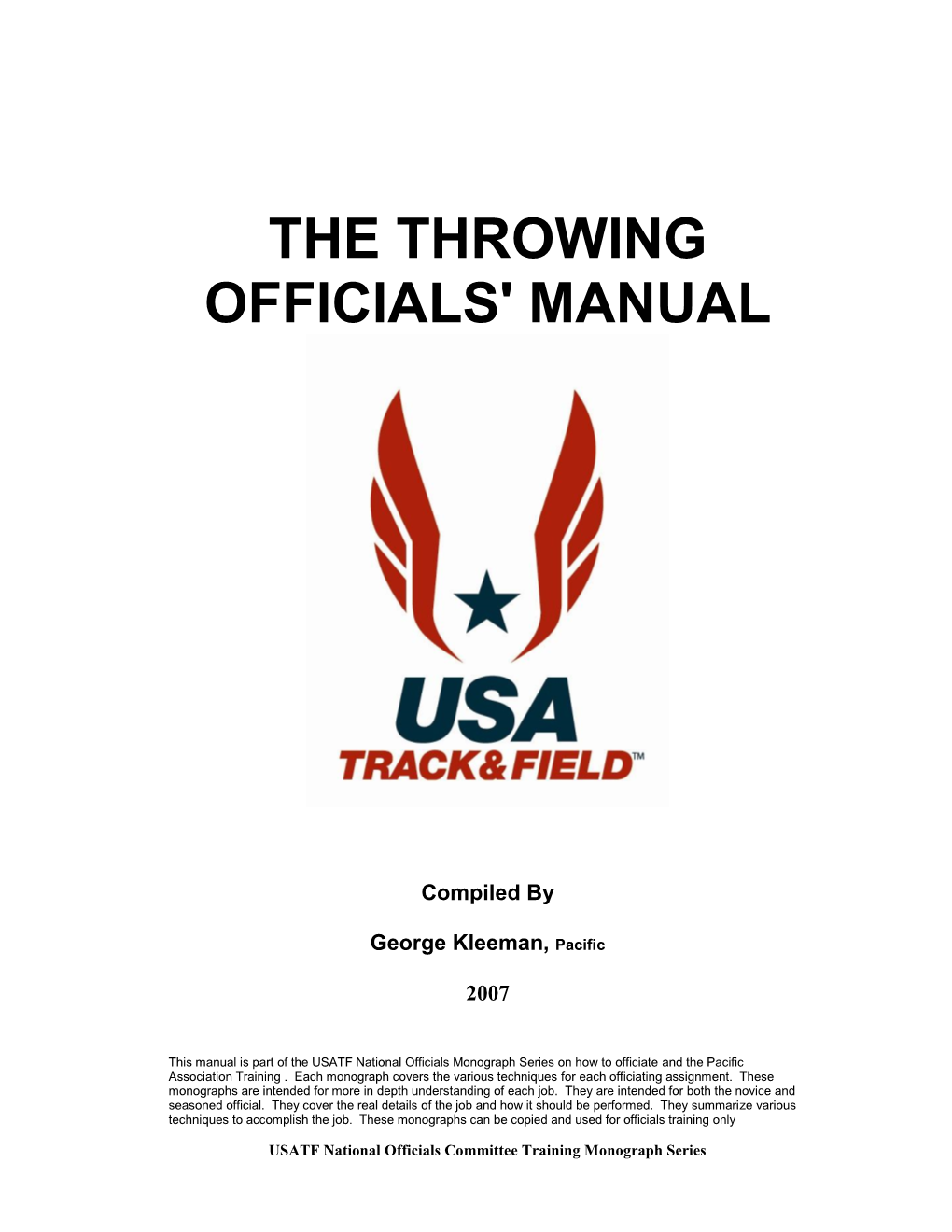 The Throwing Officials' Manual