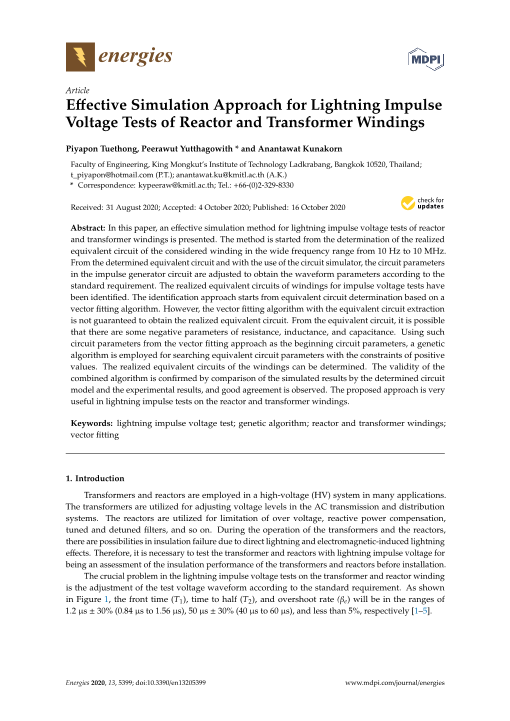 Effective Simulation Approach for Lightning Impulse Voltage Tests Of