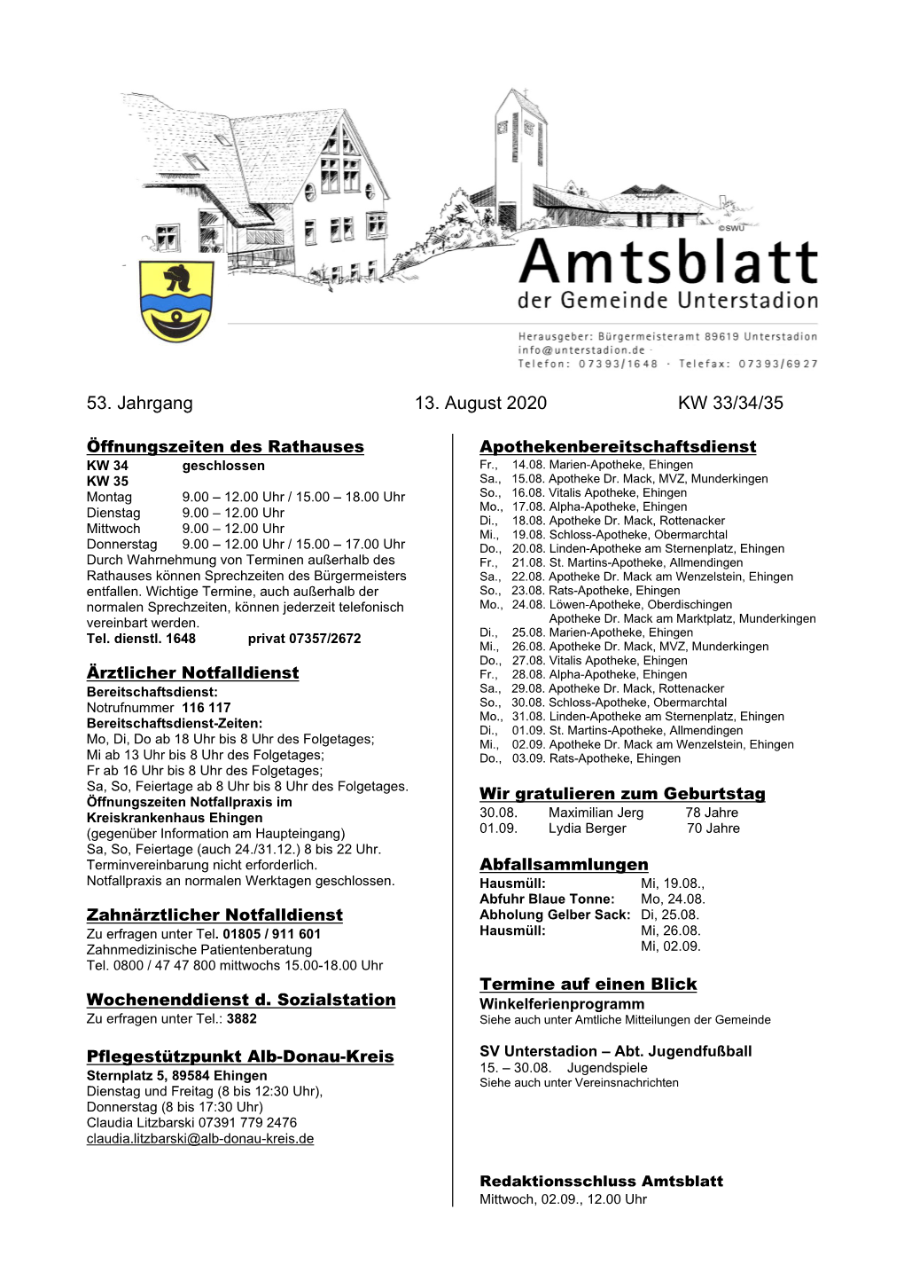 53. Jahrgang 13. August 2020 KW 33/34/35