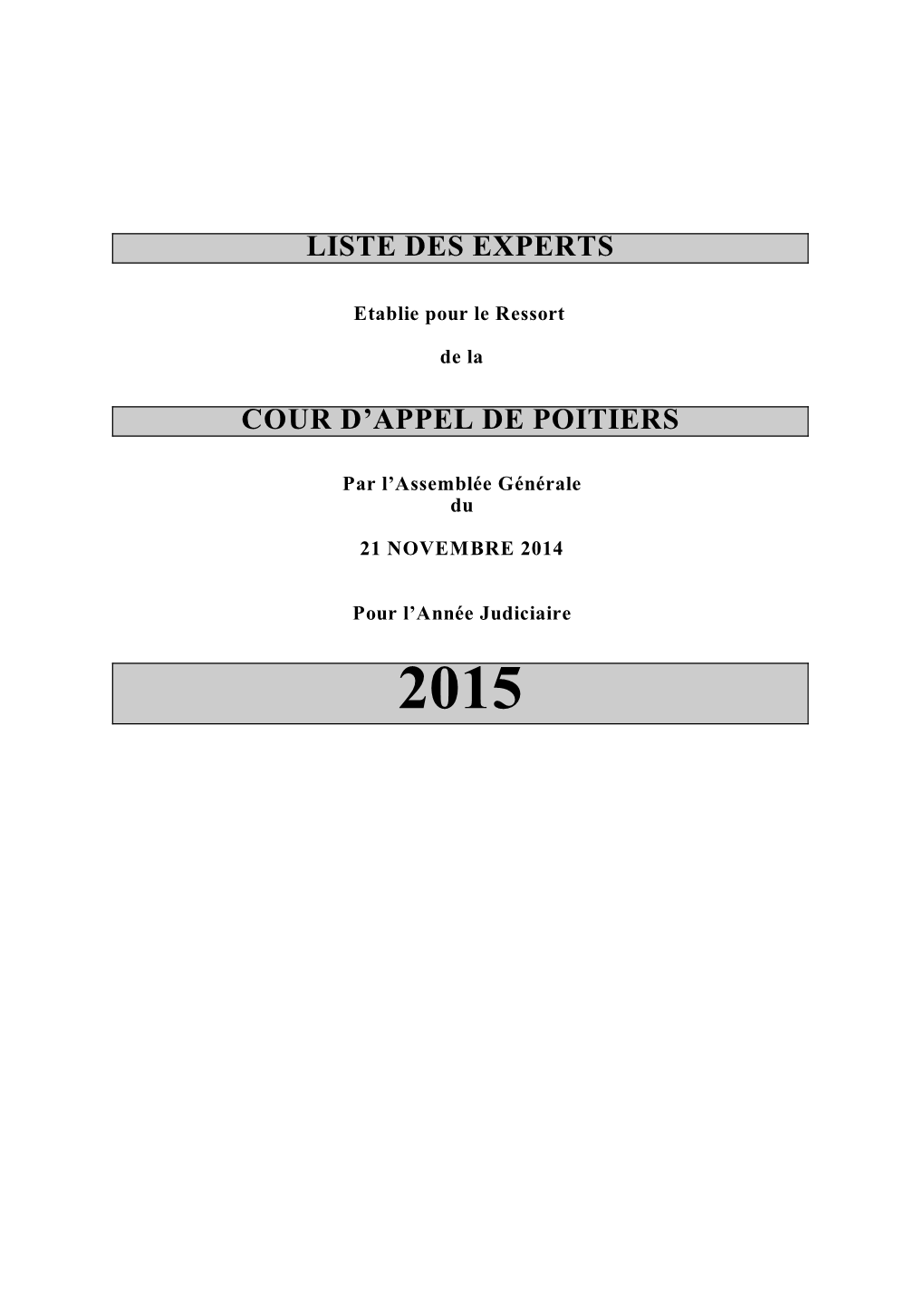 Liste Des Experts Cour D'appel De Poitiers