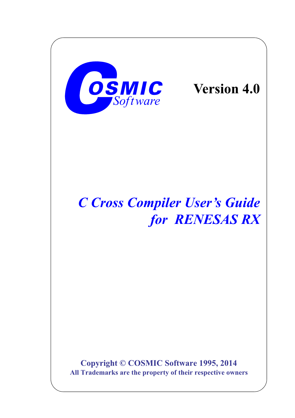 C Cross Compiler User's Guide for RENESAS RX