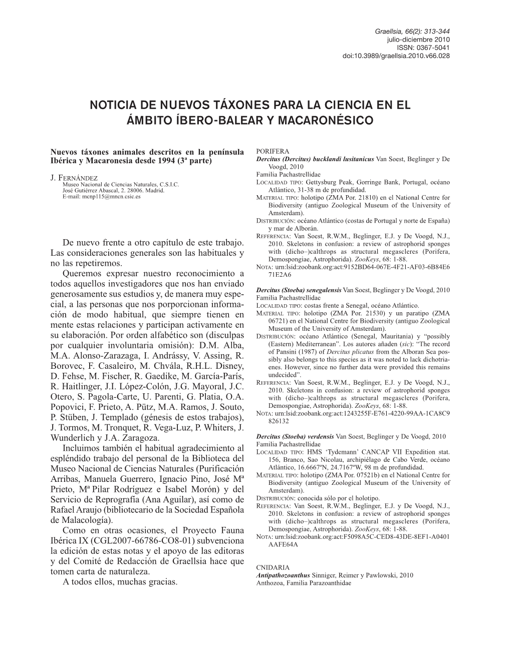 Nuevos Táxones Animales Descritos En La Península Ibérica Y Macaronesia Desde 1994 (XIII)