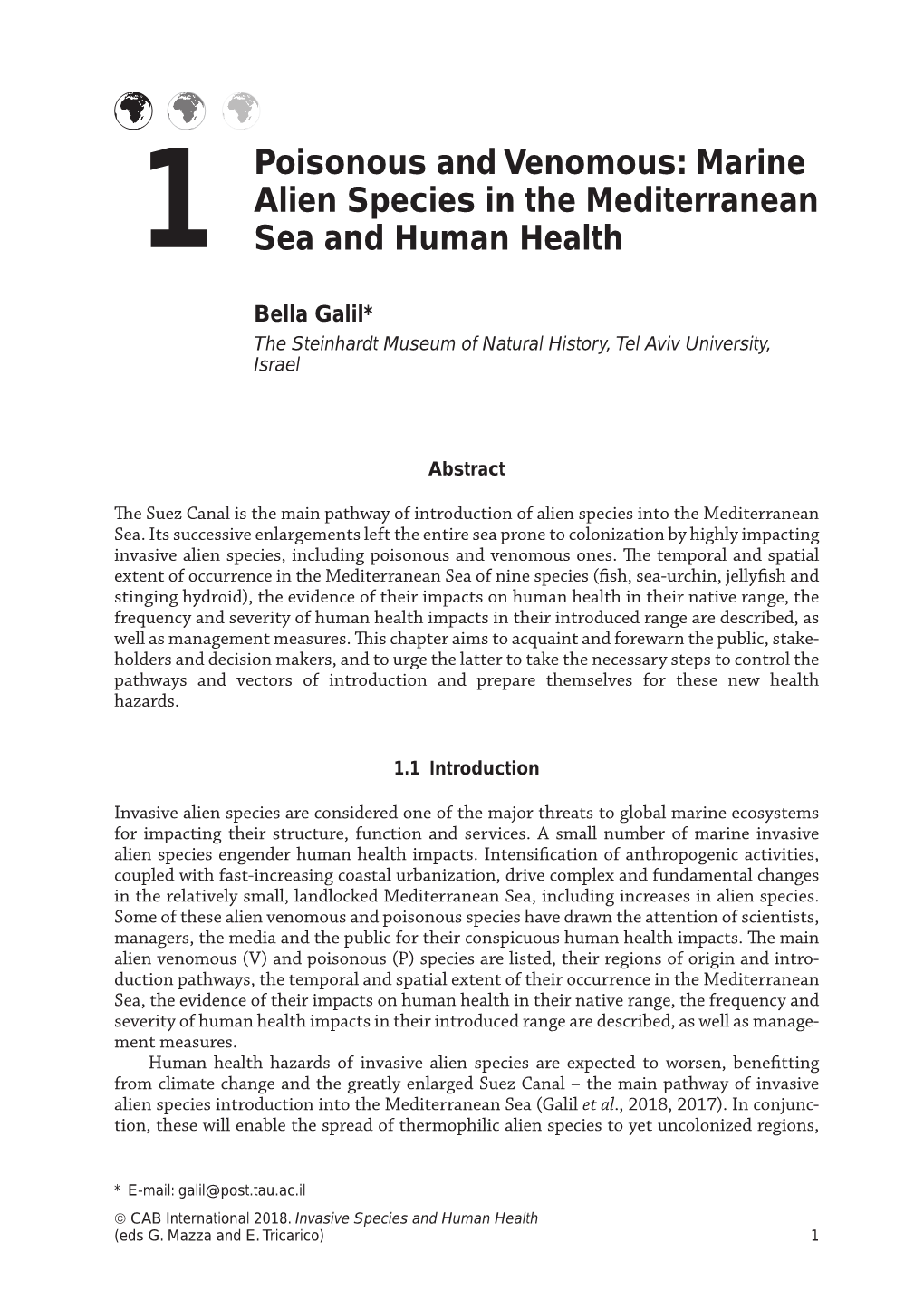 Invasive Species and Human Health (Eds G