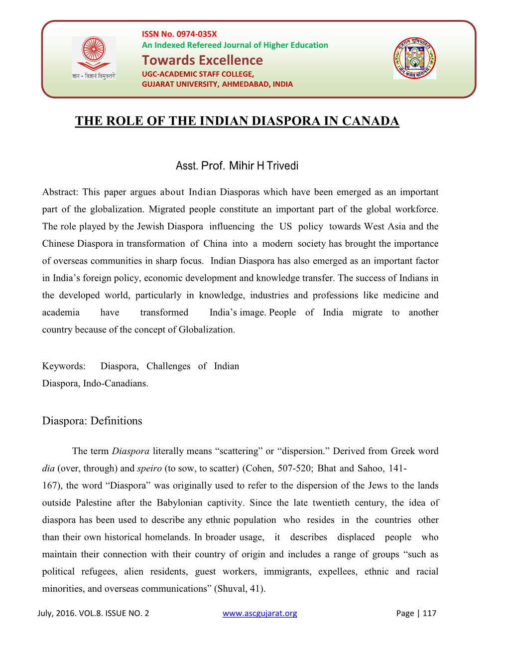 The Role of the Indian Diaspora in Canada