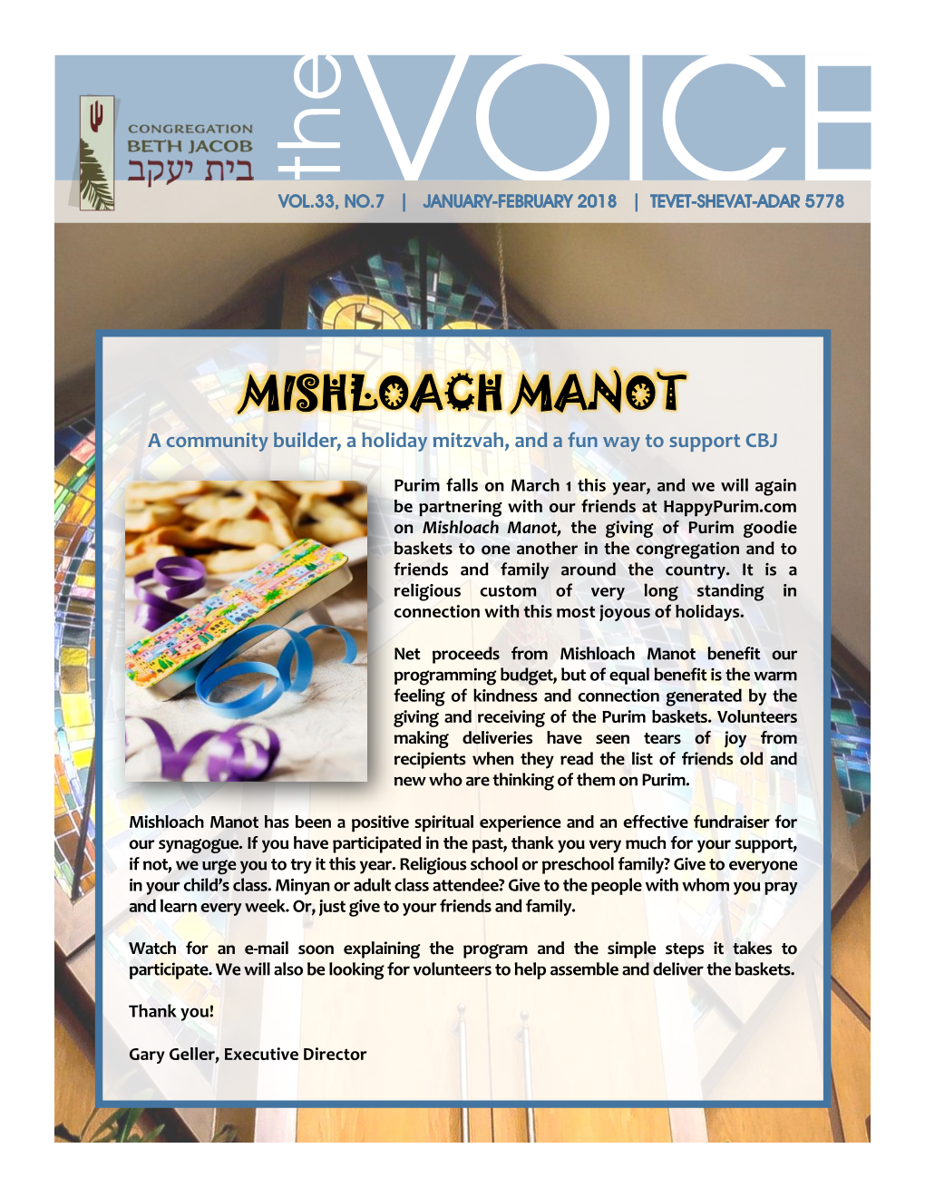 MISHLOACH MANOT a Community Builder, a Holiday Mitzvah, and a Fun Way to Support CBJ