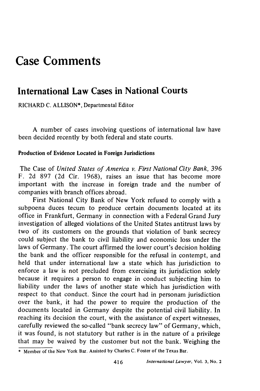 International Law Cases in National Courts