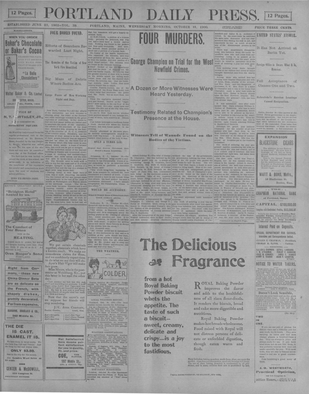 Portland Daily Press: October 31, 1900