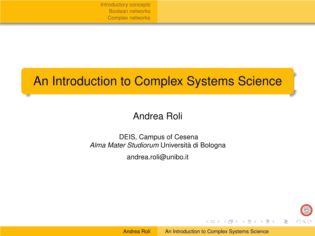 An Introduction to Complex Systems Science