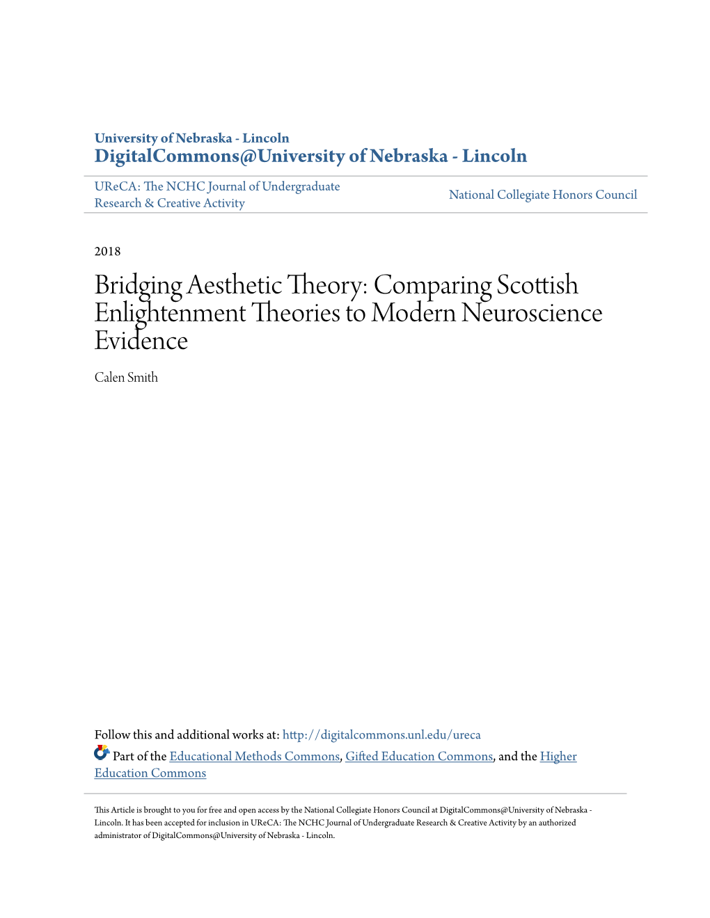 Comparing Scottish Enlightenment Theories to Modern Neuroscience Evidence Calen Smith