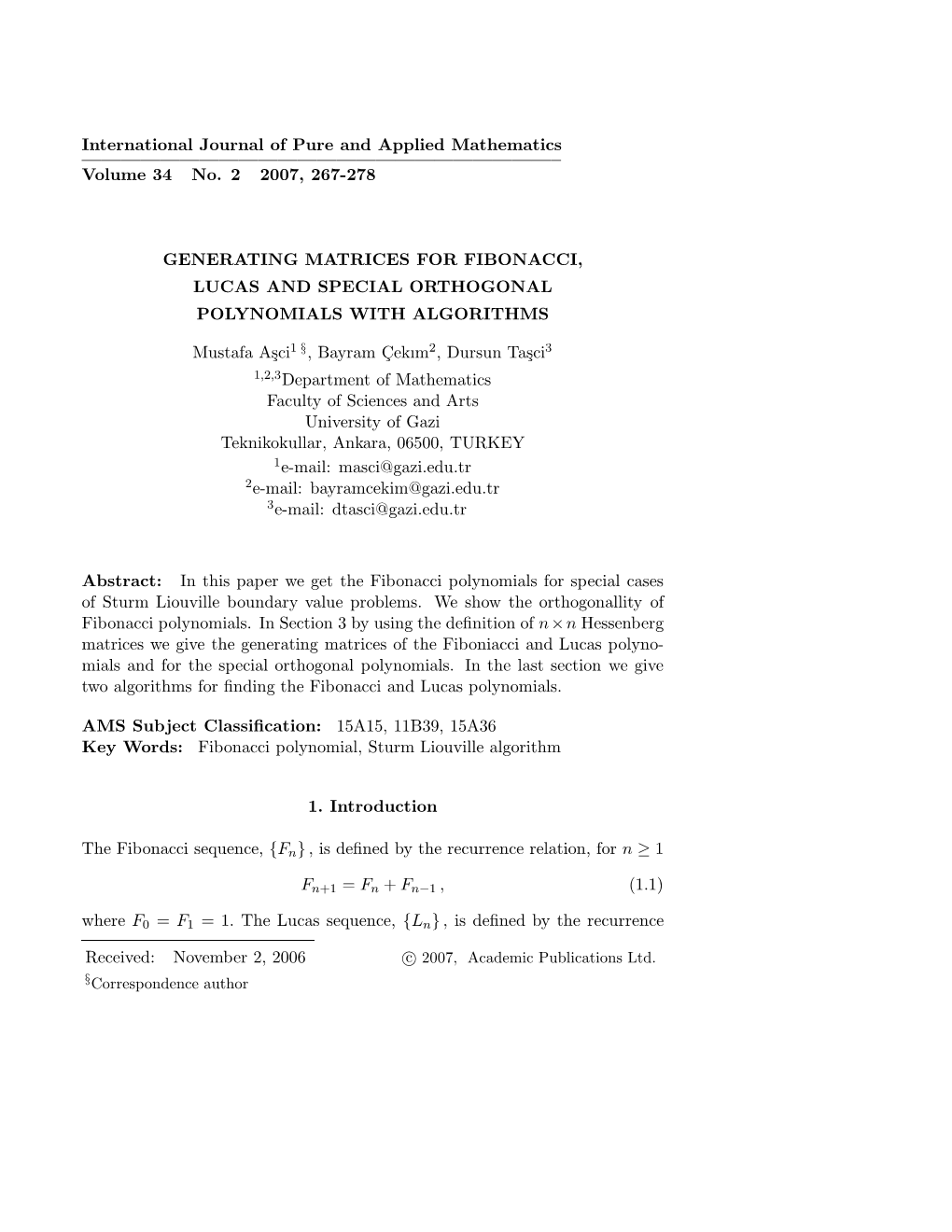 International Journal of Pure and Applied Mathematics ————————————————————————– Volume 34 No