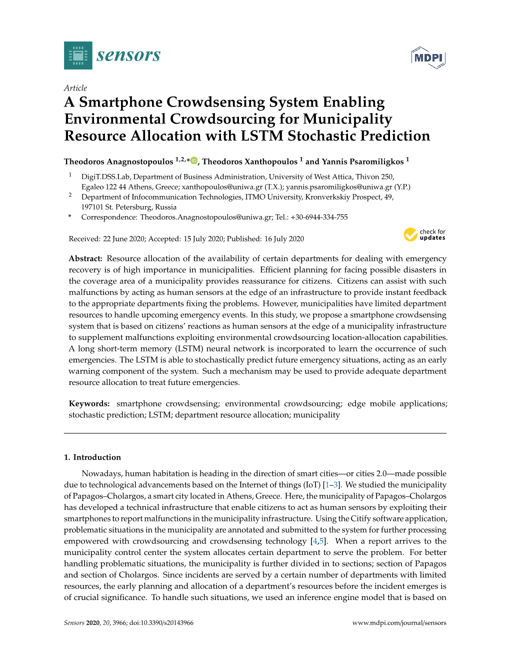 A Smartphone Crowdsensing System Enabling Environmental Crowdsourcing for Municipality Resource Allocation with LSTM Stochastic Prediction