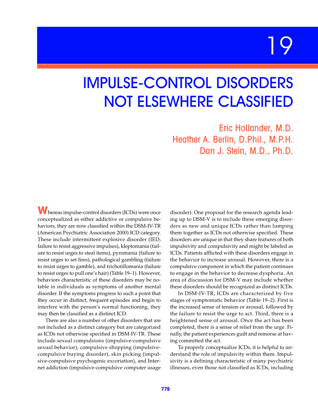 Impulse-Control Disorders Not Elsewhere Classified