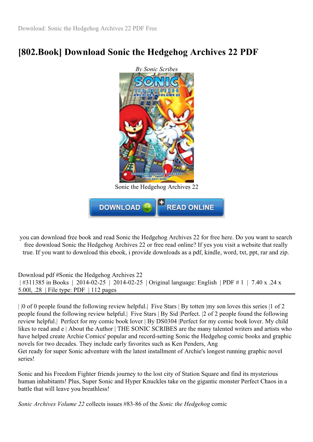 Download Sonic the Hedgehog Archives 22 PDF