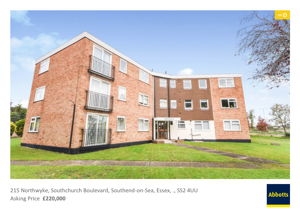 215 Northwyke, Southchurch Boulevard, Southend-On-Sea, Essex, ., SS2 4UU Asking Price £220,000