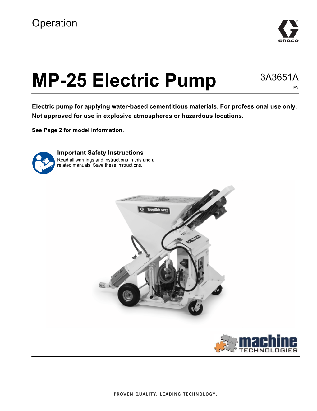 3A3651A, MP-25 Electric Pump Operation