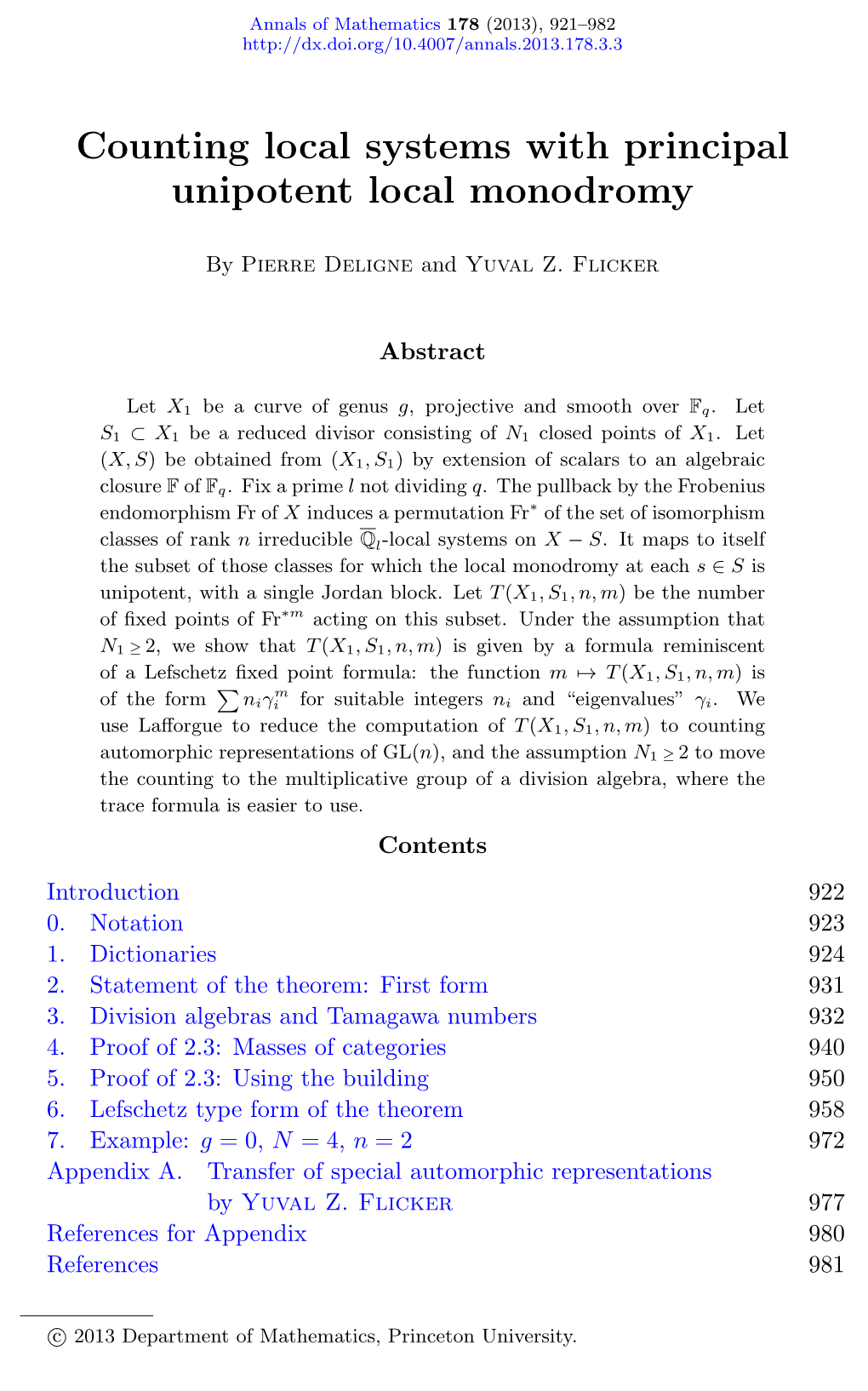 Counting Local Systems with Principal Unipotent Local Monodromy