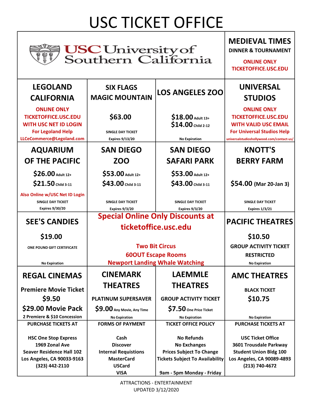 Usc Ticket Office Medieval Times Dinner & Tournament