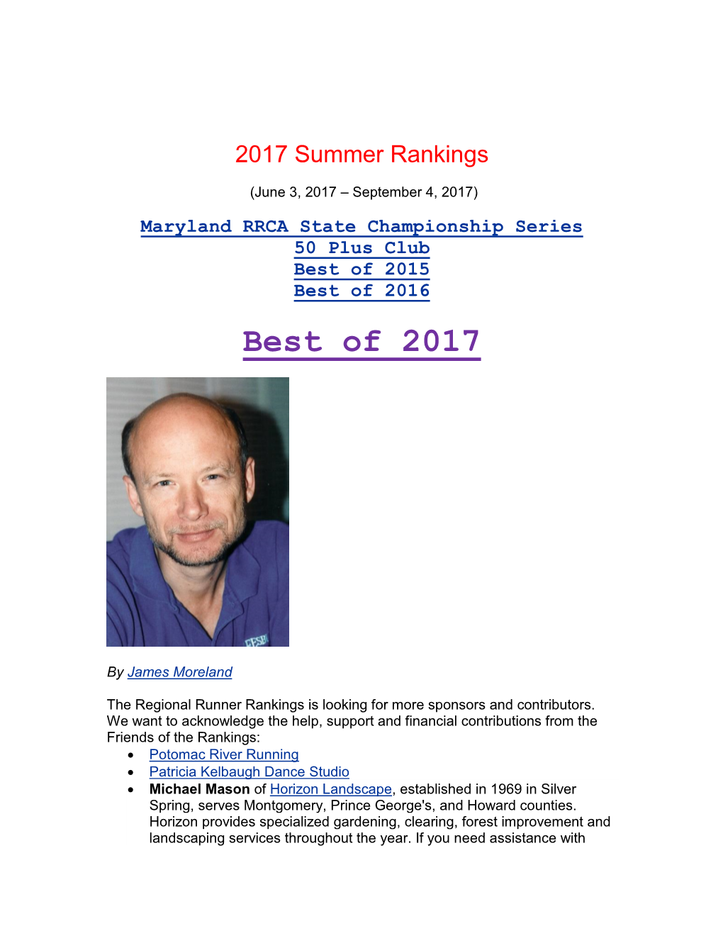 2017 Summer Rankings