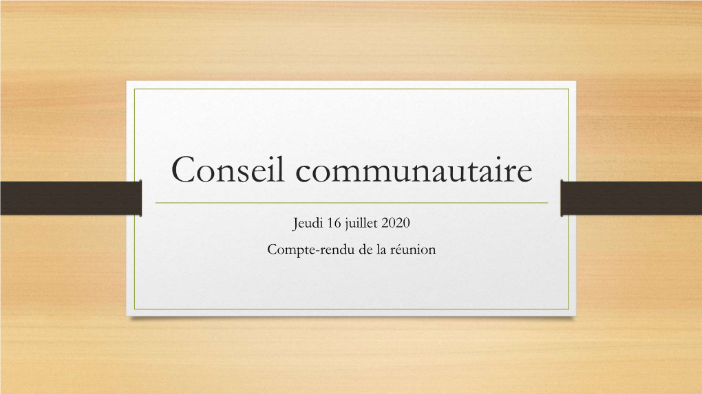 Conseil Communautaire