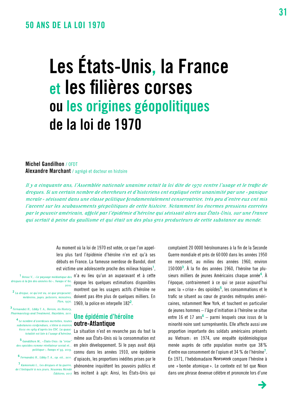 Les États-Unis, La France Et Les Filières Corses Ou Les Origines Géopolitiques De La Loi De 1970