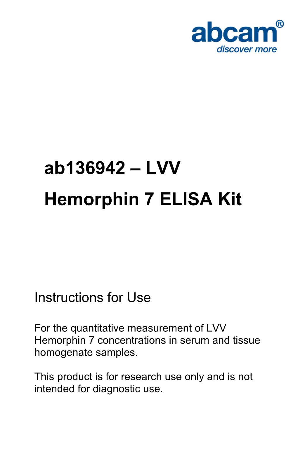 Ab136942 – LVV Hemorphin 7 ELISA Kit