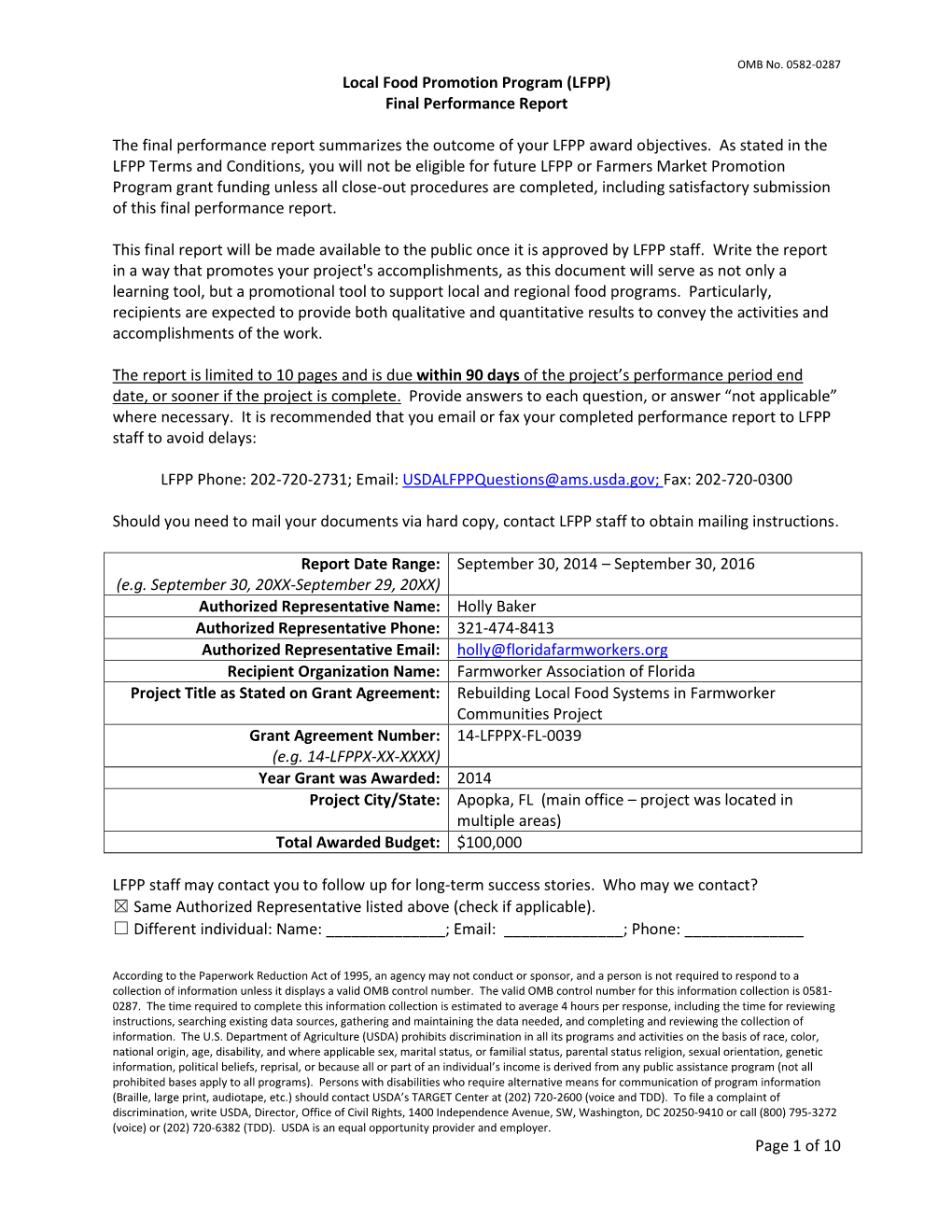 FL-0039 Farmworker Association of Florida, Inc. $100000 (Pdf)