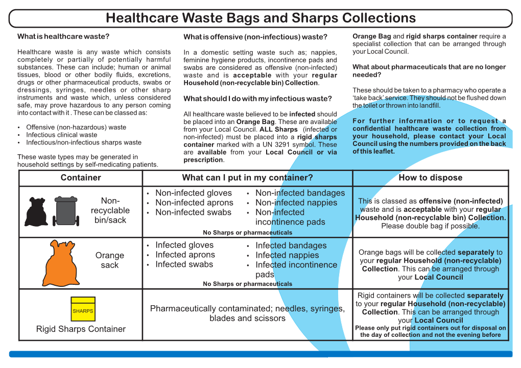 Healthcare Waste Bags and Sharps Collections